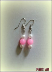 Orecchini pendenti con perle pink & white