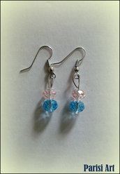Orecchini pendenti con perle rosa&azzurre