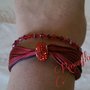 bracciale in seta shibori hot lava fatto a mano con cristalli di swarovski , argento 925