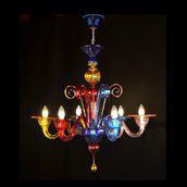 Arlecchino, lampadario in vetro di murano 6 luci