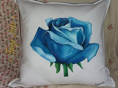 Cuscino con Rosa blu