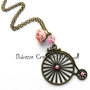 Collana Bicicletta velocipede vintage - Con rosa e perle