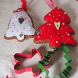 GUANTO in feltro,DECORAZIONE NATALIZIA.Per l'albero,la porta,segnaposto,dono per ospiti,charm per pacco,centrotavola.Bottone ,nastro