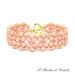 Bracciale a fascia con mezzi cristalli rosa pesca e perline oro fatto a mano - Giacinto