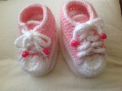 Scarpe da ginnastica neonata bianche e rosa 