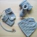 Berretto neonato/bambino grigio chiaro con lavorazione a trecce in pura lana superwash