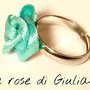 Anellino con rosellina tiffany in raso fatta a mano