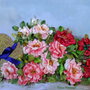 Ricamo " Rose " , Silk ribbon embroidery, quadro da incorniciare