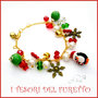 Bracciale Natale 2015 "Pinguino Piccolo charm rosso verde oro" charm orsetto bijoux natalizi idea regalo economica bambina ragazza