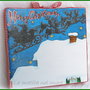 Lavagna piccola tetto con neve e slitta di Babbo Natale realizzata e dipinta a mano