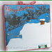 Lavagna piccola tetto con neve e slitta di Babbo Natale realizzata e dipinta a mano