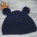 Cappellino coniglietto  blu in  lana realizzato ad uncinetto neonato