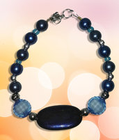 Bracciale con perle azzurre/blu