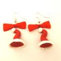 JUST XMAS - PAIO ORECCHINI con fiocco rosso  CAPPELLO BABBO NATALE  - fimo - idea regalo natale 