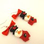 JUST XMAS - PAIO ORECCHINI PUPAZZO DI NEVE con SCIARPA ROSSA - fimo - idea regalo natale 