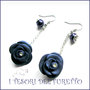 Orecchini "Rosa blu navy  metallizzata" lunghi fimo cernit premo idea regalo donna ragazza bijoux natalizi 