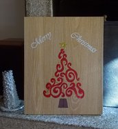 Pannello decorativo in legno - Merry Christmas