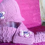 cappello/scaldacollo  di lana donna lavorato ad uncinetto