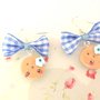 Novita FIMO - KAWAII - PAIO ORECCHINI con BISCOTTINI tondi   KAWAII con fiocco azzurro  - idea regalo