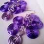 ORECCHINI PENDENTI GRAPPOLO - SPIRALI ALLUMINIO VIOLA - PEZZO UNICO - WIRE