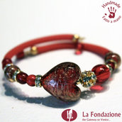 Bracciale Valentino color rosso in vetro di Murano fatto a mano