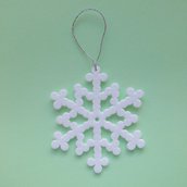 Fiocco di neve bianco in hama beads fatto a mano, addobbo e decorazione per l'albero di Natale