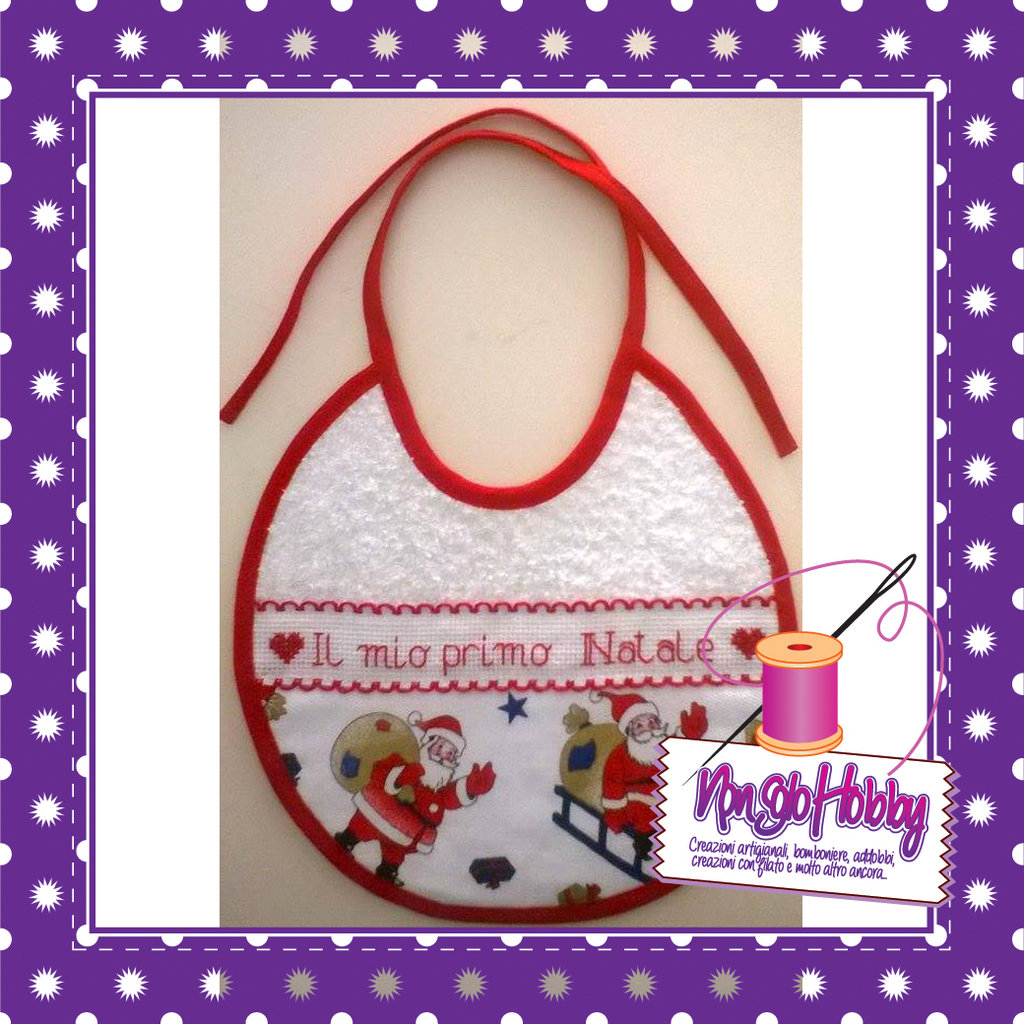 Generico ''Il mio Primo Natale'' Bavaglino Natalizio Personalizzato con Nome 100% Cotone Bavetto Bavetta Neonato Bambino Bambina Nascita Allattamento Idea Regalo Natale Vigilia Babbo Natale