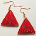 Orecchini "Triangolo rosso" realizzati con perline Miyuki delica