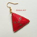 Orecchini "Triangolo rosso" realizzati con perline Miyuki delica
