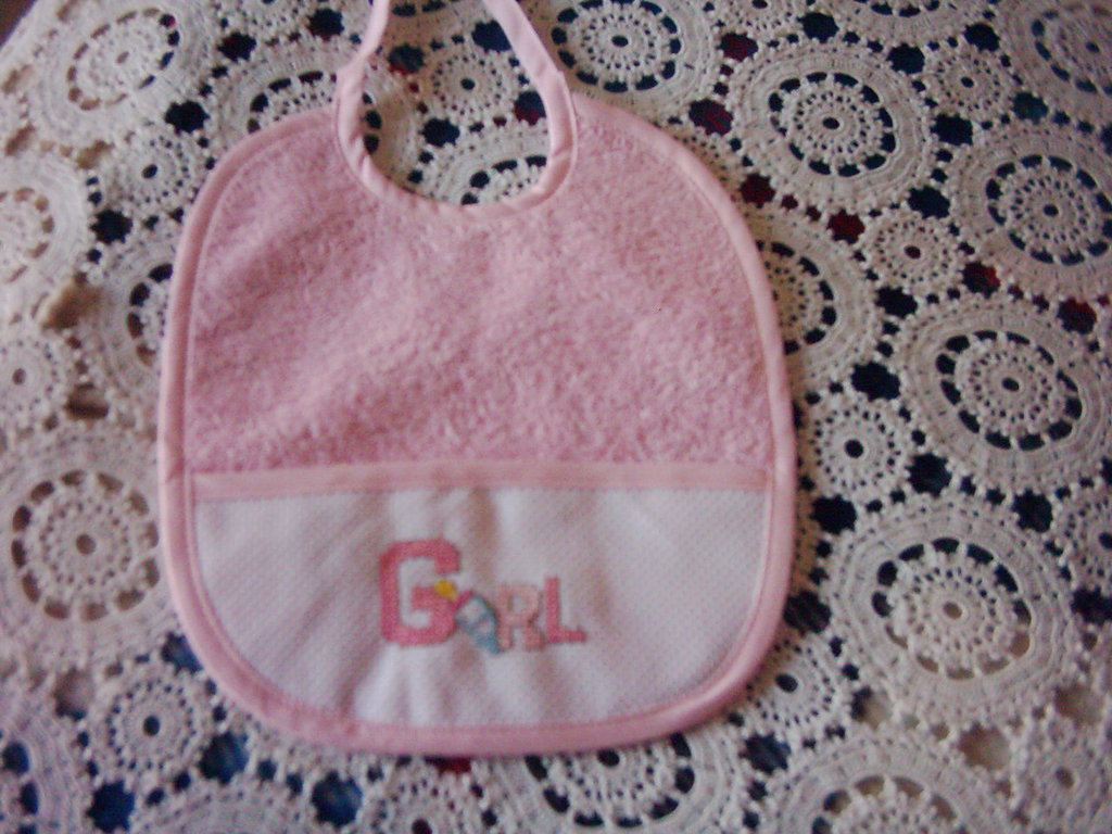SUNOYA 2 Grembiuli Bavaglino Per Bambini 0-2 Anni - Impermeabili E Morbidi Con Tasca Raccogli-Briciole - Rosa E Bianco - 2