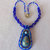 Collana di perline con pendente, cabochon, turchese