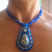 Collana di perline con pendente, cabochon, turchese