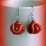 Orecchini in fimo eleganti handmade Palline di Natale rosse oro idee regalo natale