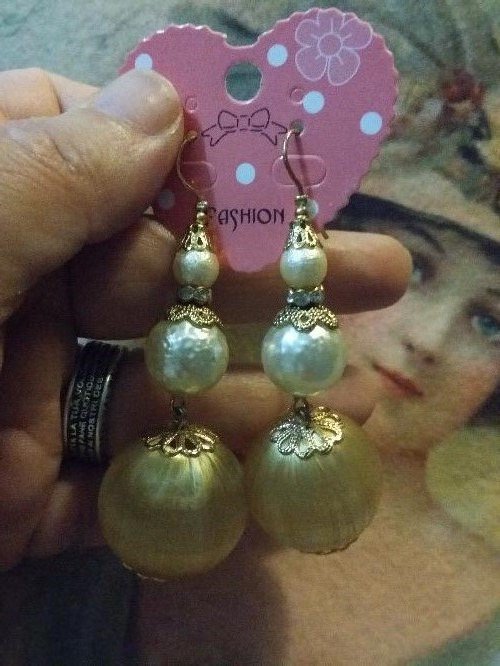 Orecchini lunghi con perle swarovski e strass (OR58) - Gioielli - O