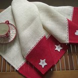 Set 2 tovagliette americane di juta rosso e bianco -decorazioni cuore o stella-pizzo e feltro-Dimensione 50x30cm-San Valentino