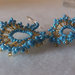 orecchini "onda" color azzurro e dorato, orecchini pendenti, a cerchio