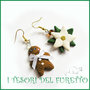 Orecchini Natale "Gingerbread  e stella di Natale  bianca" pandizenzero  kawaii bambina idea regalo  snowman earrings fimo cernit moda 2015 idea regalo