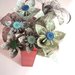 Set di fiori di carta, OrigaMI, color verde e azzurro