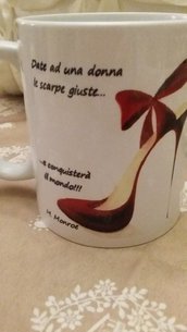Tazza mug ceramica 10oz scritta frase marylin monroe con scarpe
