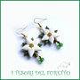 Orecchini Natale 2015 "Poinsettia Chic" mod. Bianco Stella di Natale fiore fimo cernit premo idea regalo economica bijoux eleganti natalizi ragazza donna per lei