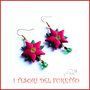 Orecchini Natale 2015 "Poinsettia Chic" mod. Rosso intenso  Stella di Natale fiore fimo cernit premo idea regalo economica bijoux eleganti natalizi ragazza donna per lei