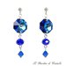 Orecchini pendenti blu ottagoni cristallo bermuda blue acciaio fatti a mano - Amaryllis