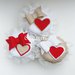 Set di 3 coprivasetti in feltro con cuori e fiocchi per regali golosi fatti con il cuore!