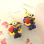 NOVITA - IDEA REGALO - Fimo - JUST  MINIONS - PAIO ORECCHINI minions con cuore 