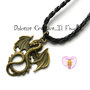 Collana in caucciù intrecciato nero - Dragon - Dragone - Drago - Idea regalo kawaii, uomo, unisex