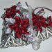 Cuore di vimini di Natale con fiori kanzashi colore bordeaux e grigio