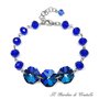 Bracciale acciaio e ottagoni di cristallo bermuda blue rondelle blu fatto a mano - Giglio