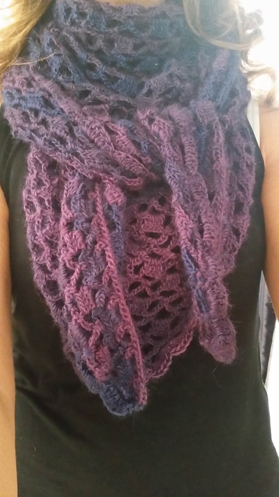 Sciarpa Pashmina Donna In Misto Cashmere E Seta, Viola/blu, Tinta Unita, Avvolgente - Foto 2
