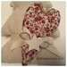 Albero in cotone tinta naturale con cuore di lino a fiori rossi e stella