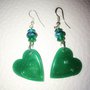 Orecchini cuore in resina verde glitter